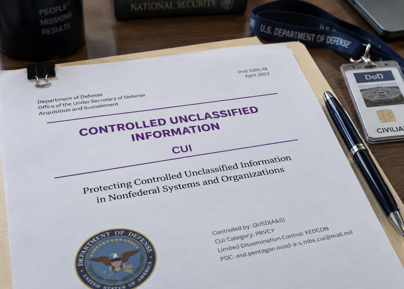 A Controlled Unclassified Information cover sheet used during CUI handling work